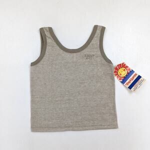 Vintage Tog-A-Longs Tank Top Boys Sz 2-3T Retro Beige Tan Ringer Basic Casual